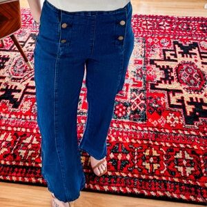 NWOT Wide Leg Crop Sailor Button-Front Jeans Size Small